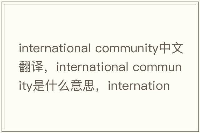 international community中文翻译，international community是什么意思，international community发音、用法及例句