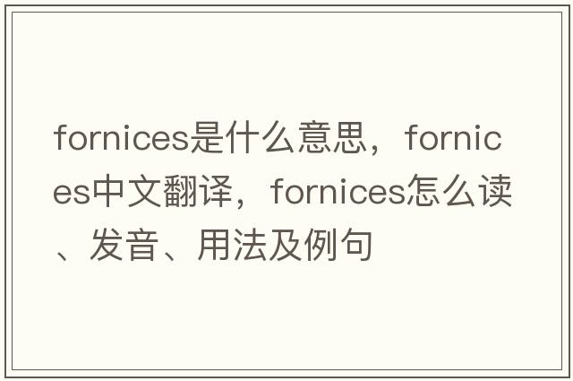 fornices是什么意思，fornices中文翻译，fornices怎么读、发音、用法及例句