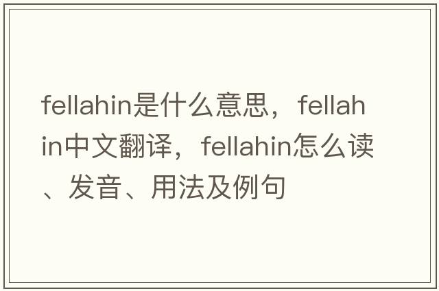 fellahin是什么意思，fellahin中文翻译，fellahin怎么读、发音、用法及例句