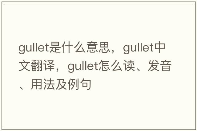 gullet是什么意思，gullet中文翻译，gullet怎么读、发音、用法及例句