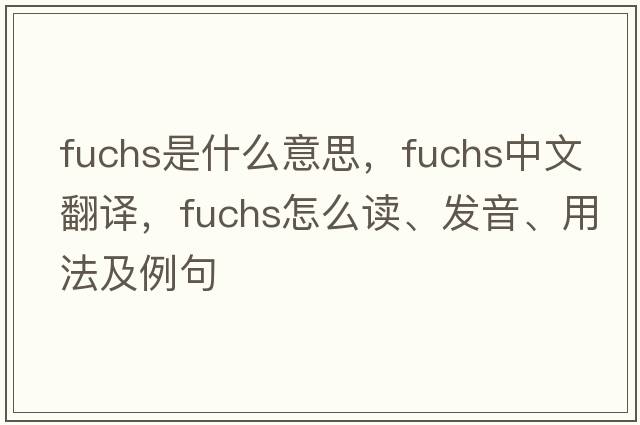 Fuchs是什么意思，Fuchs中文翻译，Fuchs怎么读、发音、用法及例句