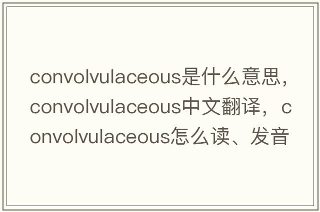 convolvulaceous是什么意思，convolvulaceous中文翻译，convolvulaceous怎么读、发音、用法及例句