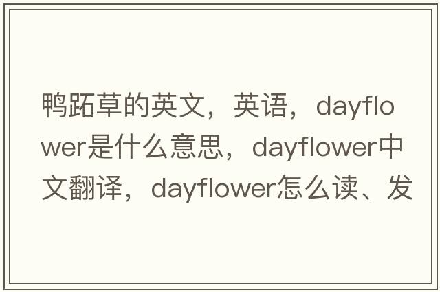 鸭跖草的英文，英语，dayflower是什么意思，dayflower中文翻译，dayflower怎么读、发音、用法及例句