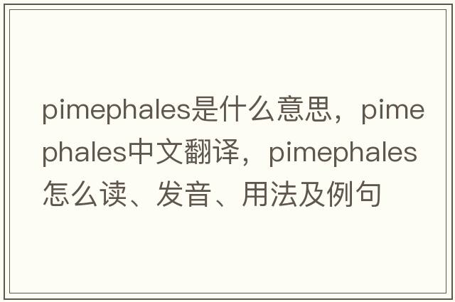 Pimephales是什么意思，Pimephales中文翻译，Pimephales怎么读、发音、用法及例句