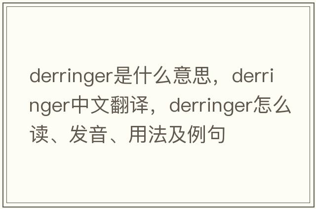 derringer是什么意思，derringer中文翻译，derringer怎么读、发音、用法及例句