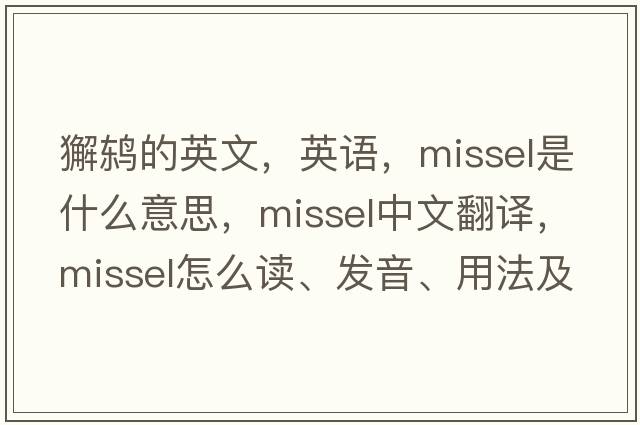 獬鸫的英文，英语，missel是什么意思，missel中文翻译，missel怎么读、发音、用法及例句