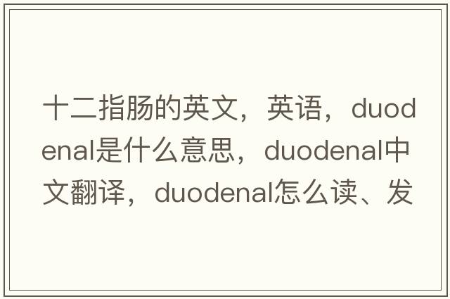 十二指肠的英文，英语，duodenal是什么意思，duodenal中文翻译，duodenal怎么读、发音、用法及例句