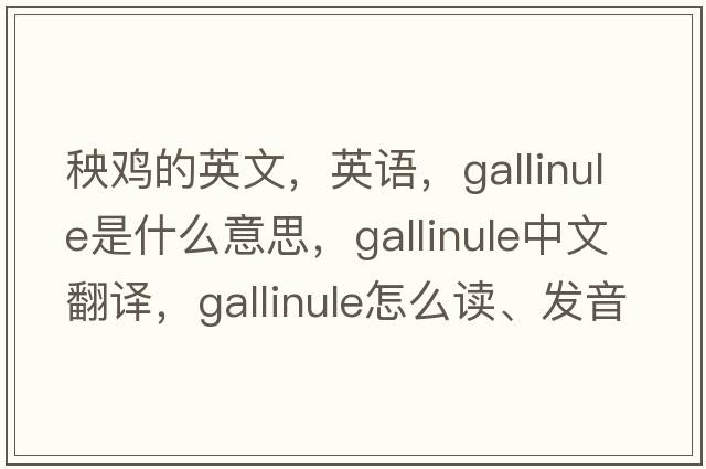 秧鸡的英文，英语，gallinule是什么意思，gallinule中文翻译，gallinule怎么读、发音、用法及例句