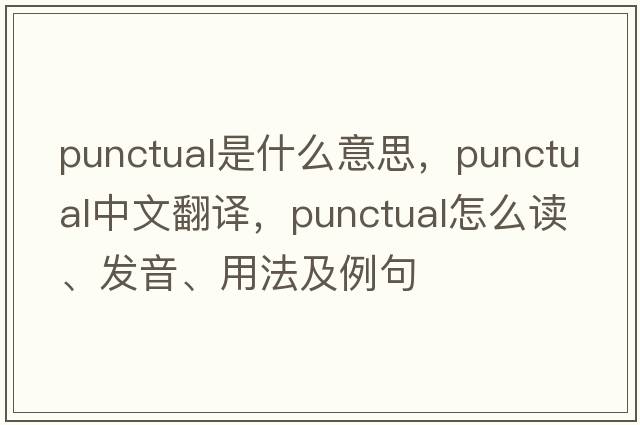 punctual是什么意思，punctual中文翻译，punctual怎么读、发音、用法及例句