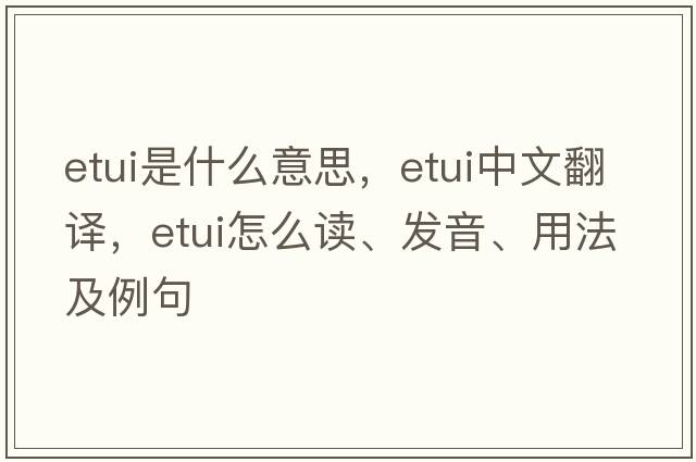 etui是什么意思，etui中文翻译，etui怎么读、发音、用法及例句