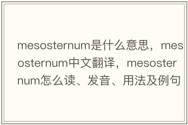 mesosternum是什么意思，mesosternum中文翻译，mesosternum怎么读、发音、用法及例句