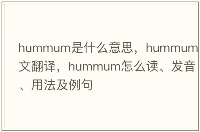 hummum是什么意思，hummum中文翻译，hummum怎么读、发音、用法及例句