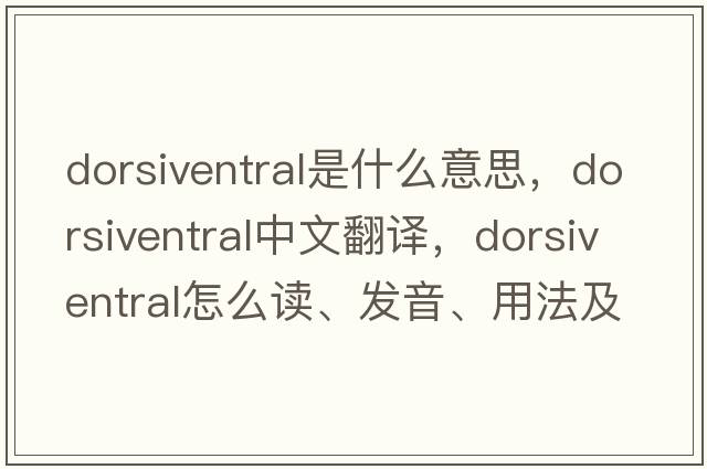 dorsiventral是什么意思，dorsiventral中文翻译，dorsiventral怎么读、发音、用法及例句