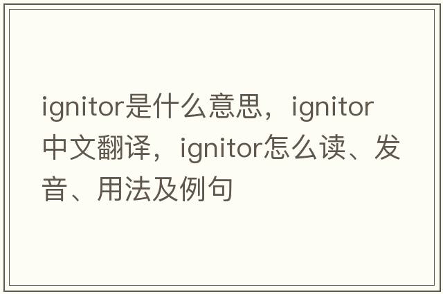 ignitor是什么意思，ignitor中文翻译，ignitor怎么读、发音、用法及例句