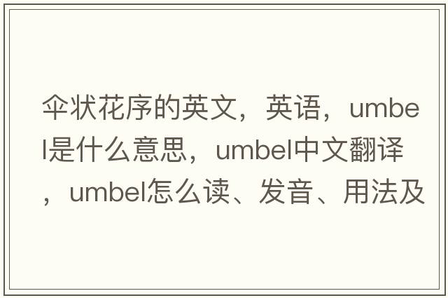 伞状花序的英文，英语，umbel是什么意思，umbel中文翻译，umbel怎么读、发音、用法及例句