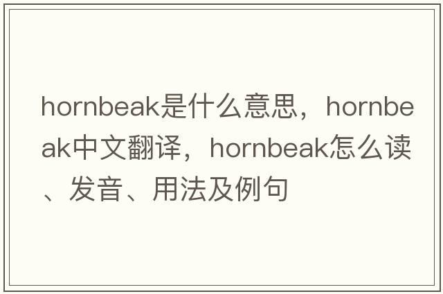 Hornbeak是什么意思，Hornbeak中文翻译，Hornbeak怎么读、发音、用法及例句