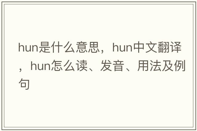 hun是什么意思，hun中文翻译，hun怎么读、发音、用法及例句