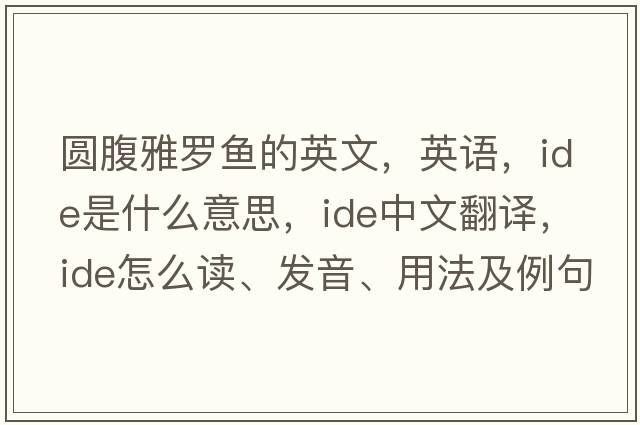 圆腹雅罗鱼的英文，英语，ide是什么意思，ide中文翻译，ide怎么读、发音、用法及例句