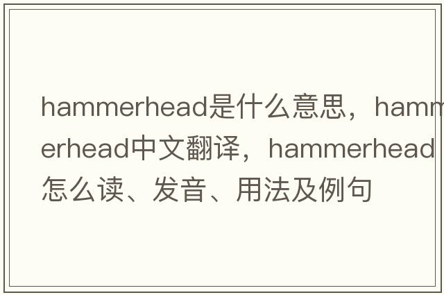 hammerhead是什么意思，hammerhead中文翻译，hammerhead怎么读、发音、用法及例句