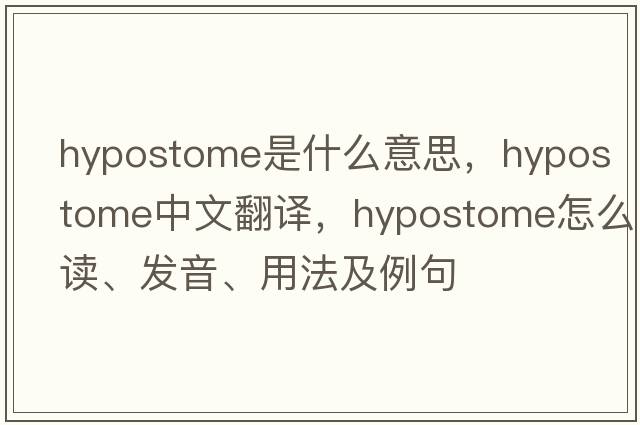 hypostome是什么意思，hypostome中文翻译，hypostome怎么读、发音、用法及例句