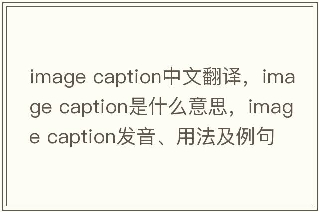 image caption中文翻译，image caption是什么意思，image caption发音、用法及例句