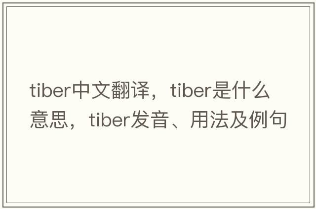 Tiber中文翻译，Tiber是什么意思，Tiber发音、用法及例句