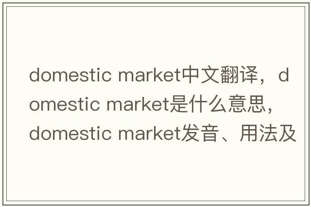 domestic market中文翻译，domestic market是什么意思，domestic market发音、用法及例句