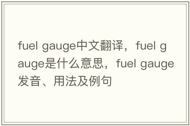 fuel gauge中文翻译，fuel gauge是什么意思，fuel gauge发音、用法及例句