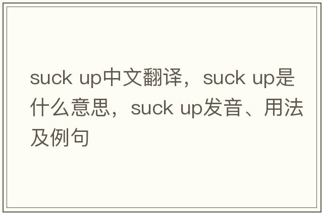 suck up中文翻译，suck up是什么意思，suck up发音、用法及例句