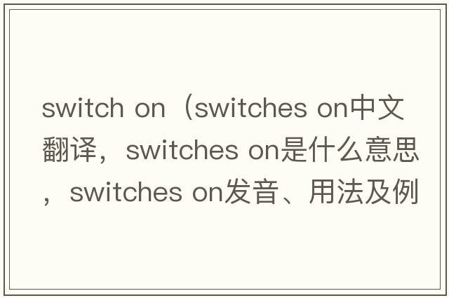 switch on（switches on中文翻译，switches on是什么意思，switches on发音、用法及例句）
