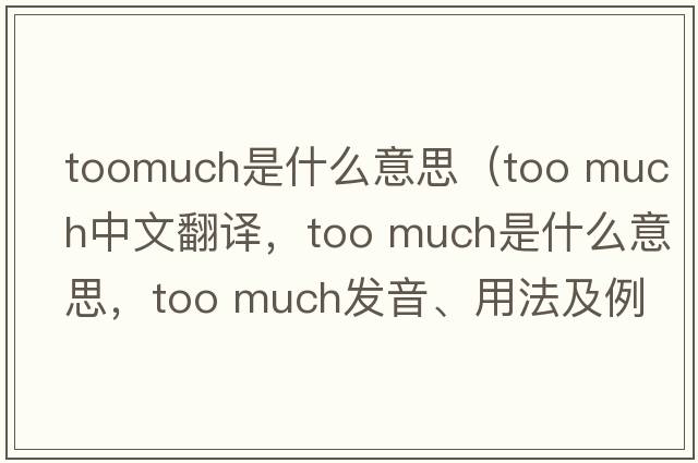 toomuch是什么意思（too much中文翻译，too much是什么意思，too much发音、用法及例句）