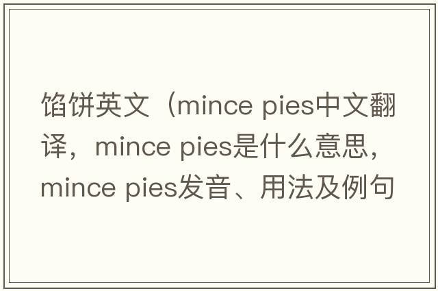馅饼英文（mince pies中文翻译，mince pies是什么意思，mince pies发音、用法及例句）