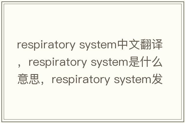 respiratory system中文翻译，respiratory system是什么意思，respiratory system发音、用法及例句