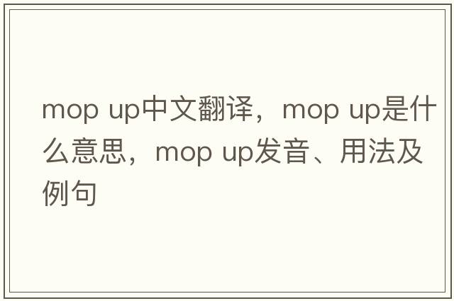 mop up中文翻译，mop up是什么意思，mop up发音、用法及例句