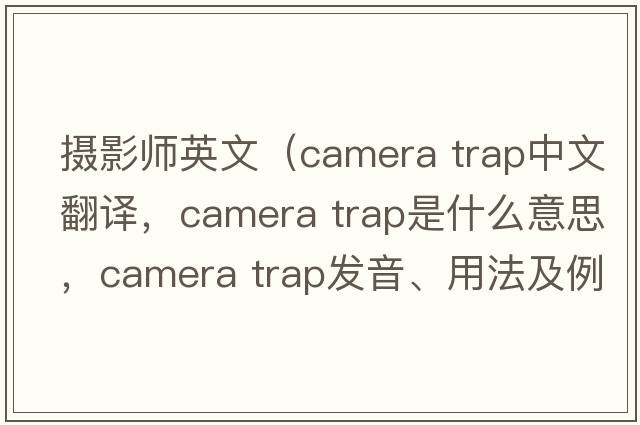 摄影师英文（camera trap中文翻译，camera trap是什么意思，camera trap发音、用法及例句）