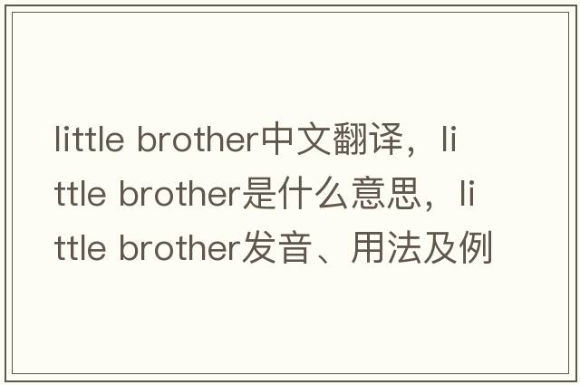 little brother中文翻译，little brother是什么意思，little brother发音、用法及例句
