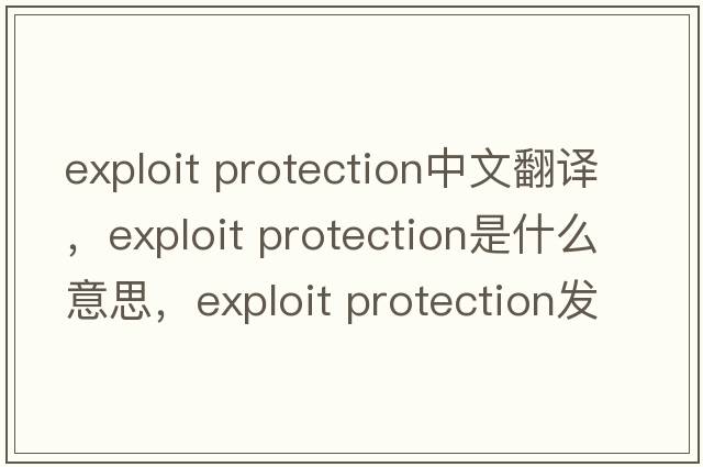 exploit protection中文翻译，exploit protection是什么意思，exploit protection发音、用法及例句