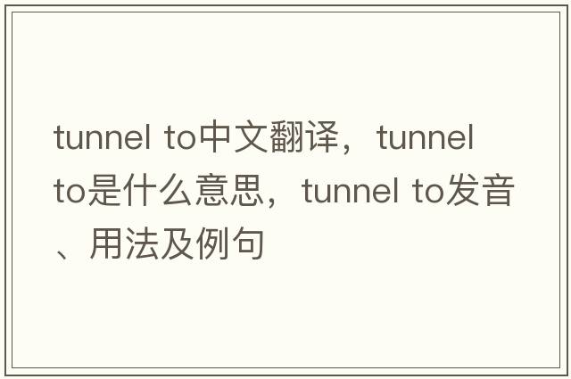 tunnel to中文翻译，tunnel to是什么意思，tunnel to发音、用法及例句