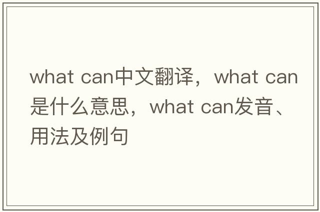 what can中文翻译，what can是什么意思，what can发音、用法及例句