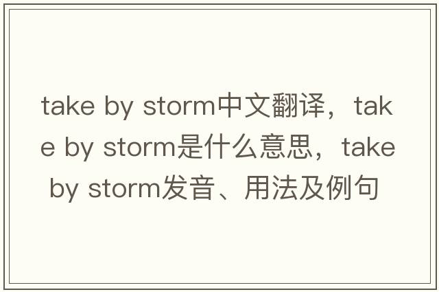 take by storm中文翻译，take by storm是什么意思，take by storm发音、用法及例句