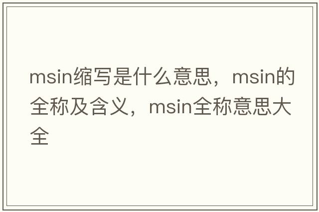 msin缩写是什么意思，msin的全称及含义，msin全称意思大全