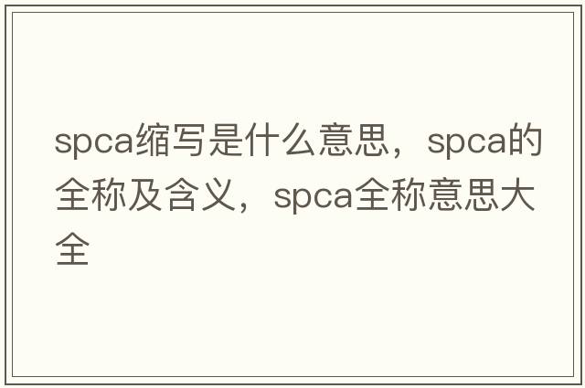 spca缩写是什么意思，spca的全称及含义，spca全称意思大全